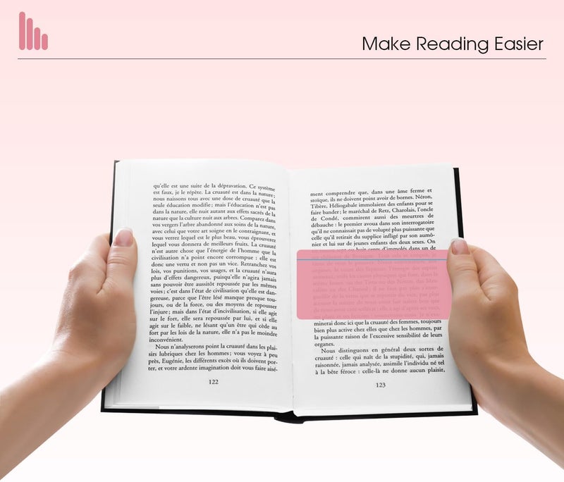 Winfox Guided Reading Highlight Strips,10 Pack Pink Overlays with Line, Bookmark Reading Tracking Rulers for Dyslexia, ADHD, Visual Stress Relief - Image 5